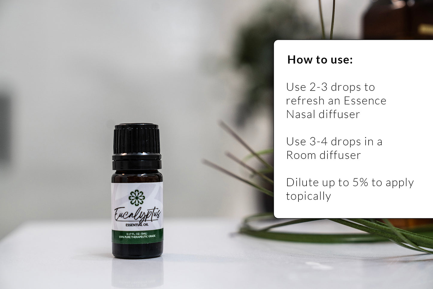 Eucalyptus Essential Oil 5mL - Pure, Therapeutic Grade for Clear Breathing & Congestion Relief