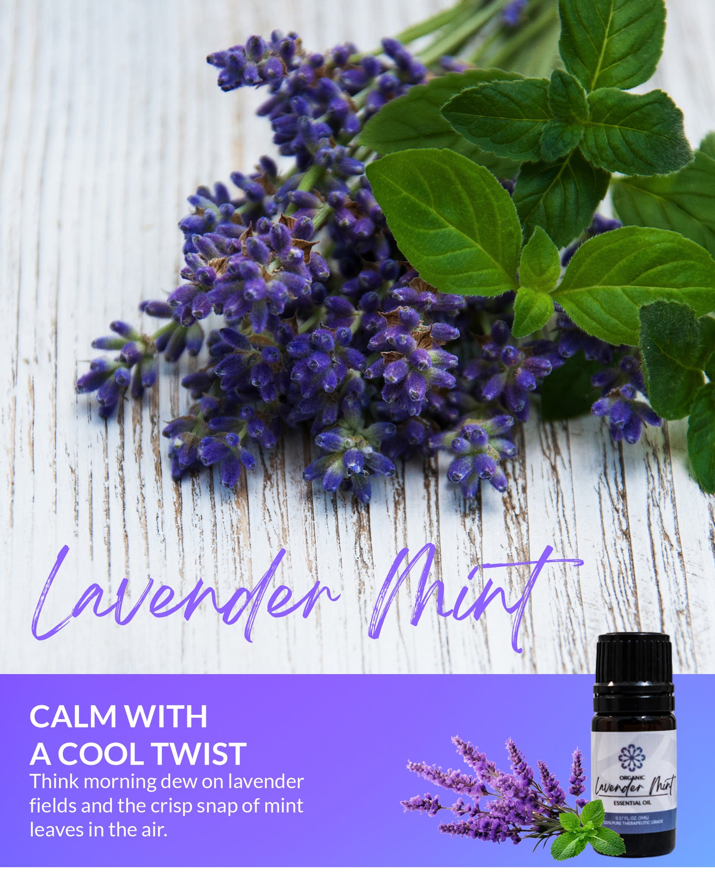 Lavender Mint Essential Oil – 5 mL Bottle Soothing Relaxation Meets Refreshing Vitality