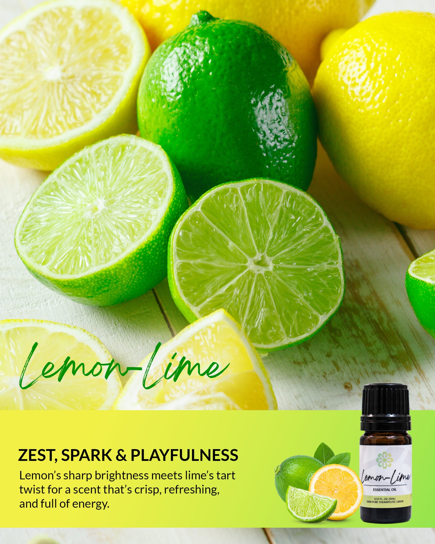 Lemon-Lime Essential Oil 5mL - Pure, Therapeutic Grade for Natural Cleansing & Uplift