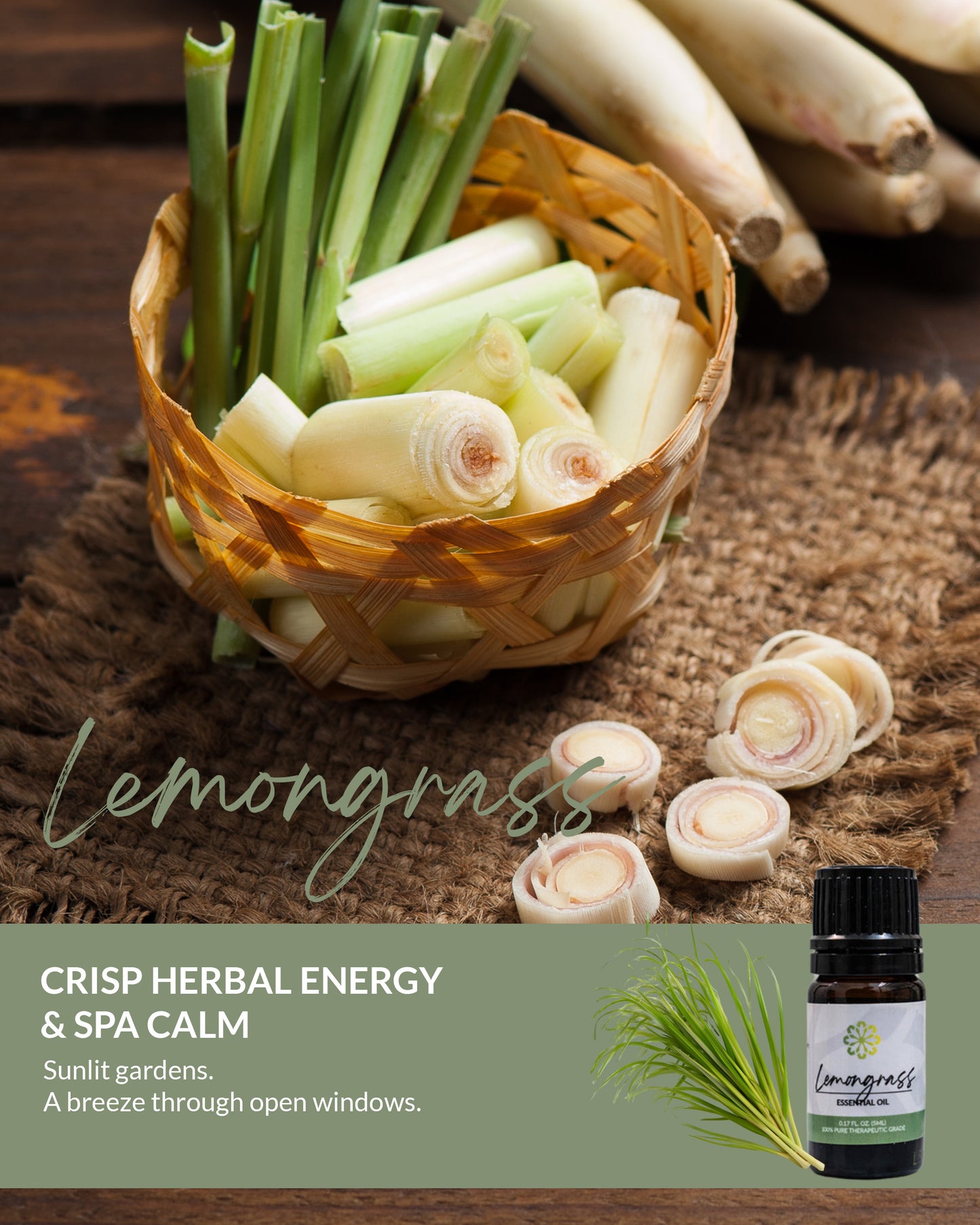 Lemongrass Essential Oil 5mL - Pure, Therapeutic Grade for Natural Uplift and Wellness
