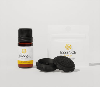 The Essence Club box contents: featured oil, scent ring 5-pack, and pearl soaking bay