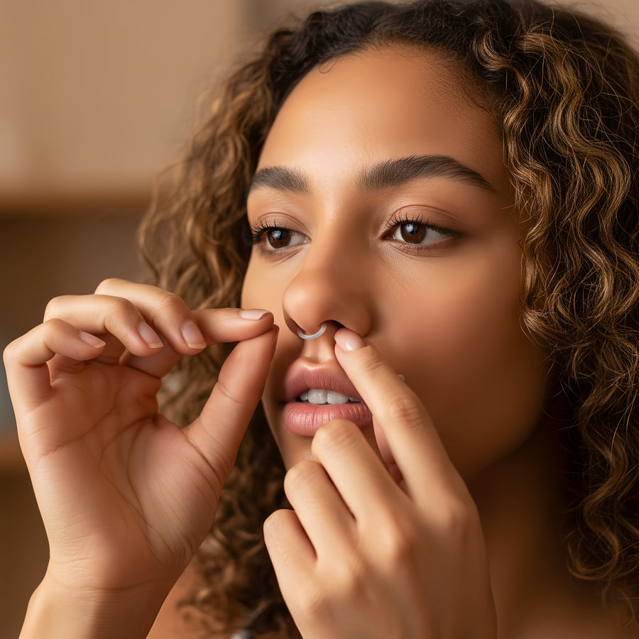 placing the essence ring at the base of the nose