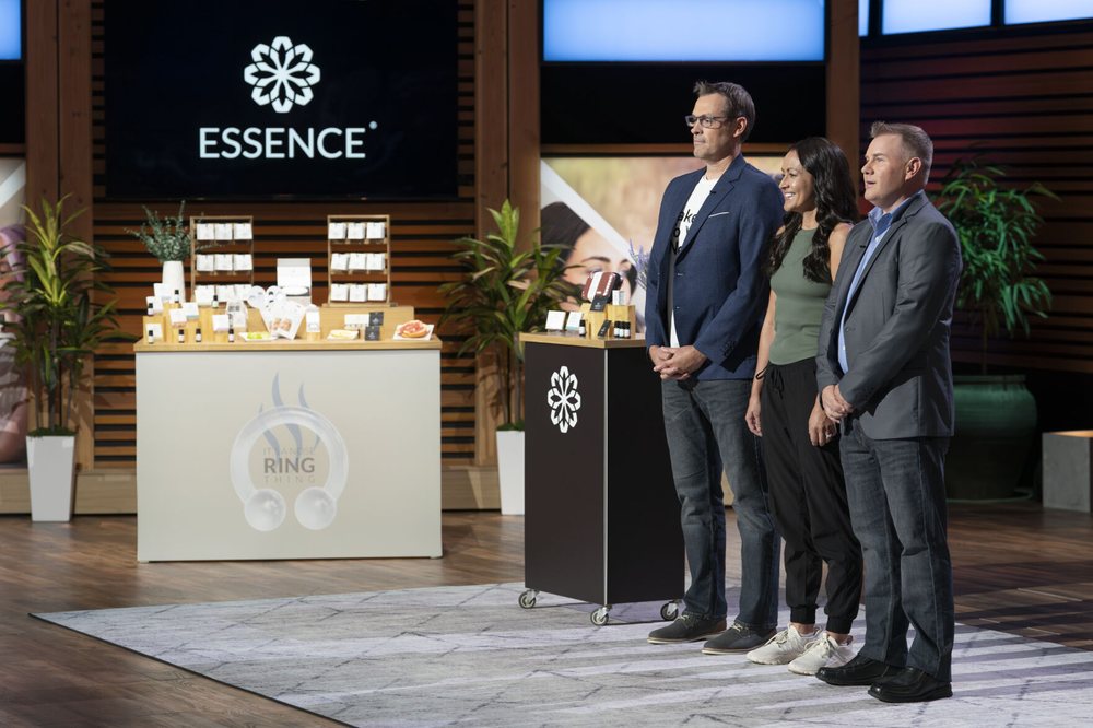 the essence set on the Shark Tank floor