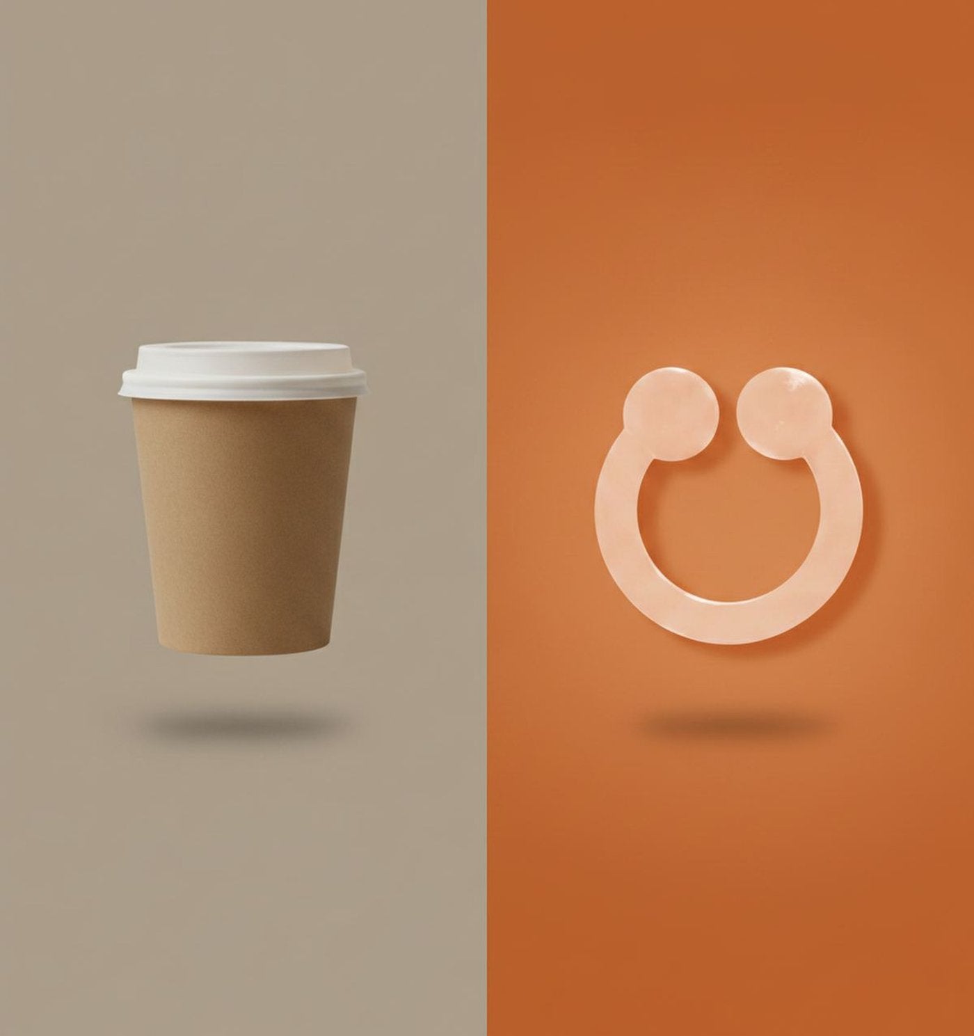 a paper coffee cup next to a pumpkin spice scent ring